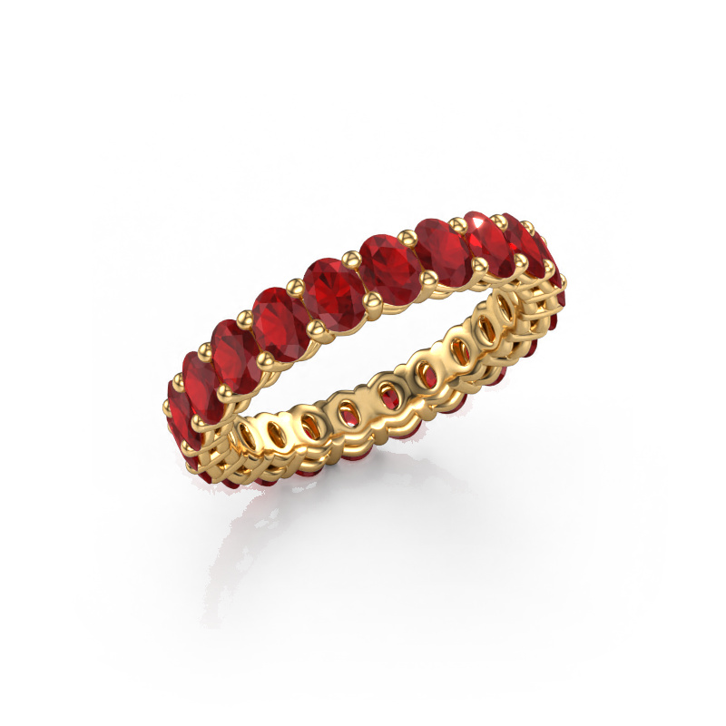 Image of Stackable ring Heddy OVL 3x4 585 gold Ruby 4x3 mm