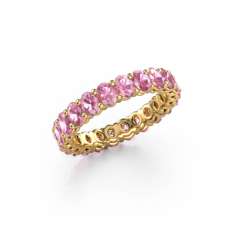 Image de Bague superposable Heddy OVL 3x4 585 or jaune Saphir rose 4x3 mm