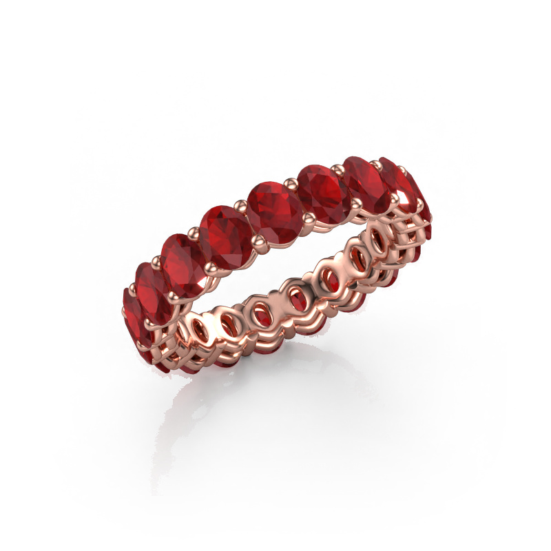 Image of Stackable ring Heddy OVL 3.5x4.5 585 rose gold Ruby 4.5x3.5 mm
