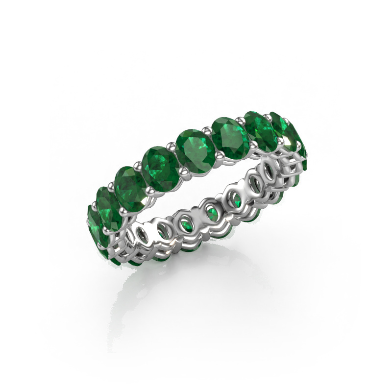 Image of Stackable ring Heddy OVL 3.5x4.5 585 white gold Emerald 4.5x3.5 mm