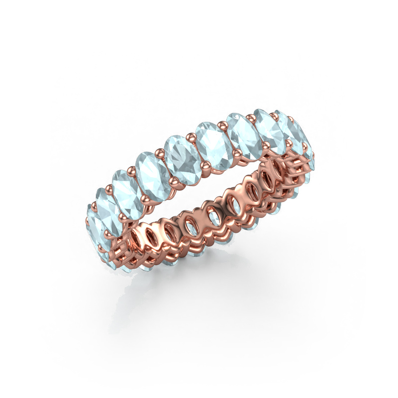 Image of Stackable ring Heddy OVL 3x5 585 rose gold Aquamarine 5x3 mm