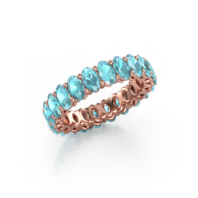 Image of Stackable ring Heddy OVL 3x5 585 rose gold Blue topaz 5x3 mm