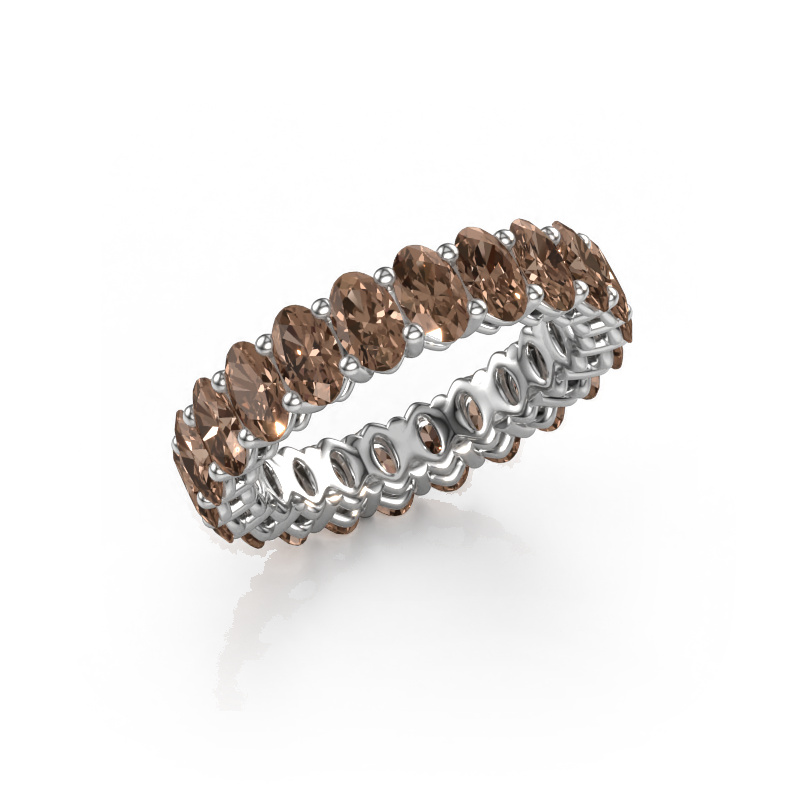 Image of Stackable ring Heddy OVL 3x5 585 white gold Brown diamond 5.06 crt