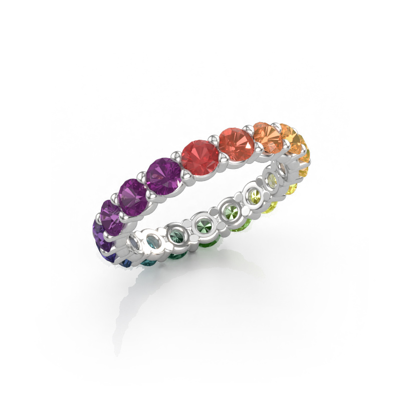 Immagine di Anello Heddy rnd 3.4 585 oro bianco Zaffiro arcobaleno 1 3.4 mm
