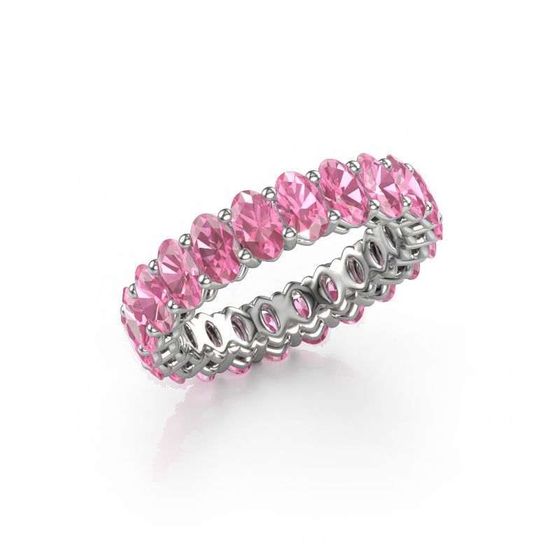 Image of Stackable ring Heddy OVL 3x5 585 white gold Pink sapphire 5x3 mm