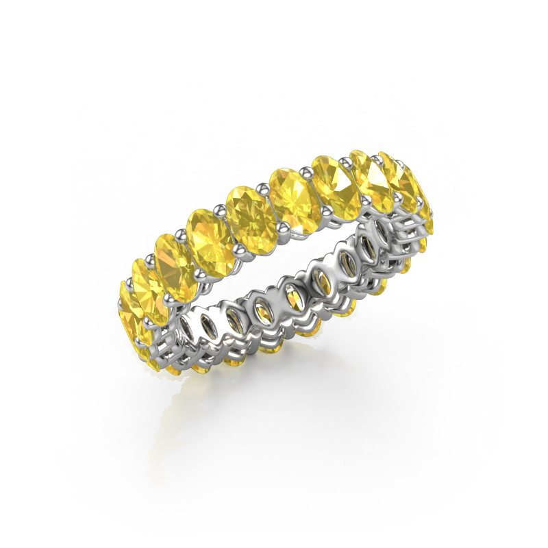 Image of Stackable ring Heddy OVL 3x5 585 white gold Yellow sapphire 5x3 mm