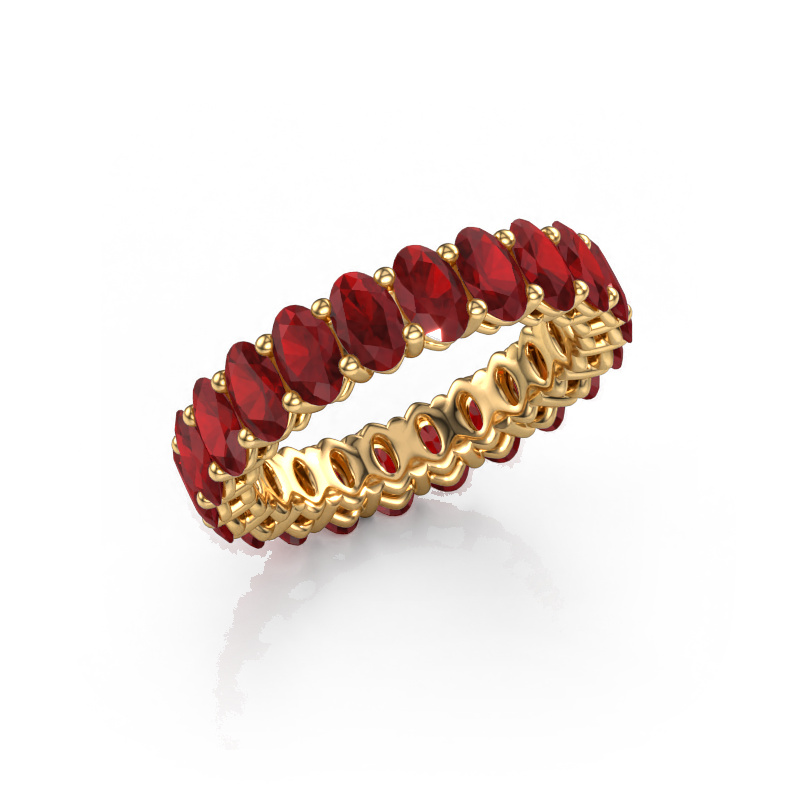 Image de Bague superposable Heddy OVL 3x5 585 or jaune Rubis 5x3 mm