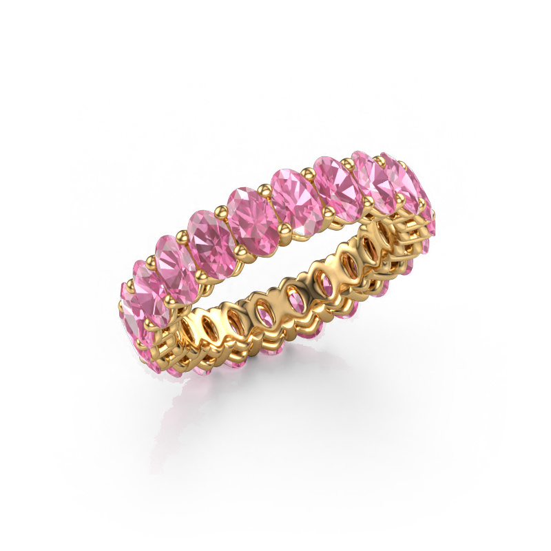 Image of Stackable ring Heddy OVL 3x5 585 gold Pink sapphire 5x3 mm
