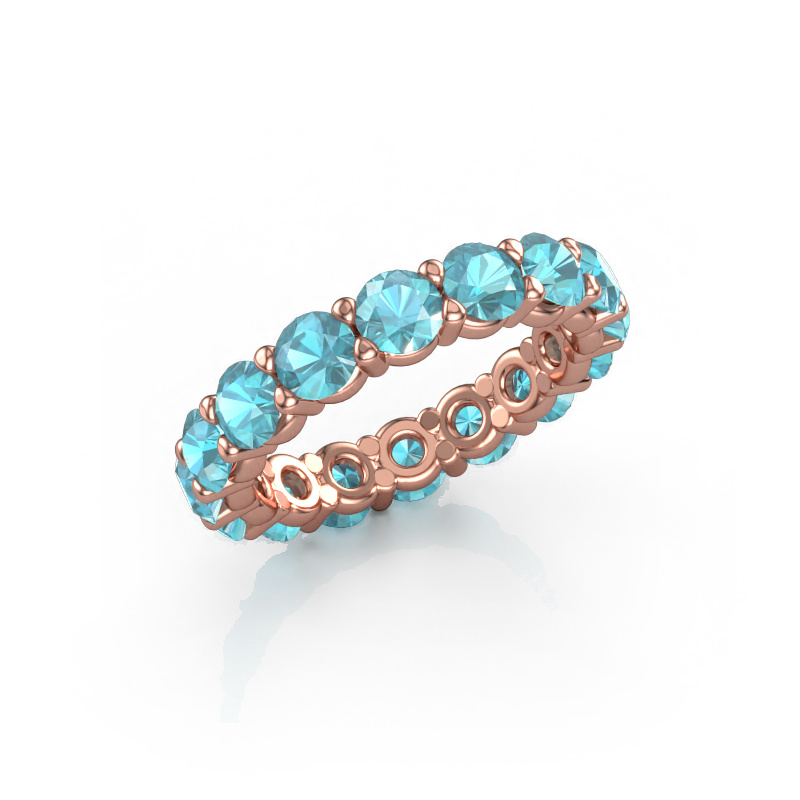 Image de Bague superposable Heddy rnd 4.0 585 or rose Topaze bleue 4 mm