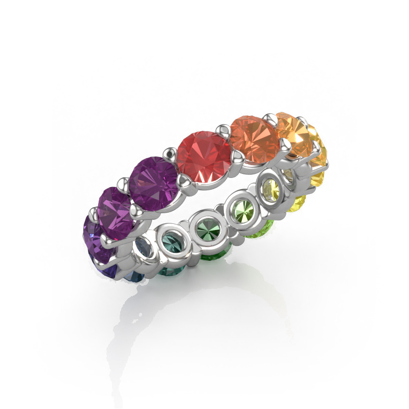Image of Ring Heddy rnd 4.7 585 white gold Rainbow sapphire 1 4.7 mm
