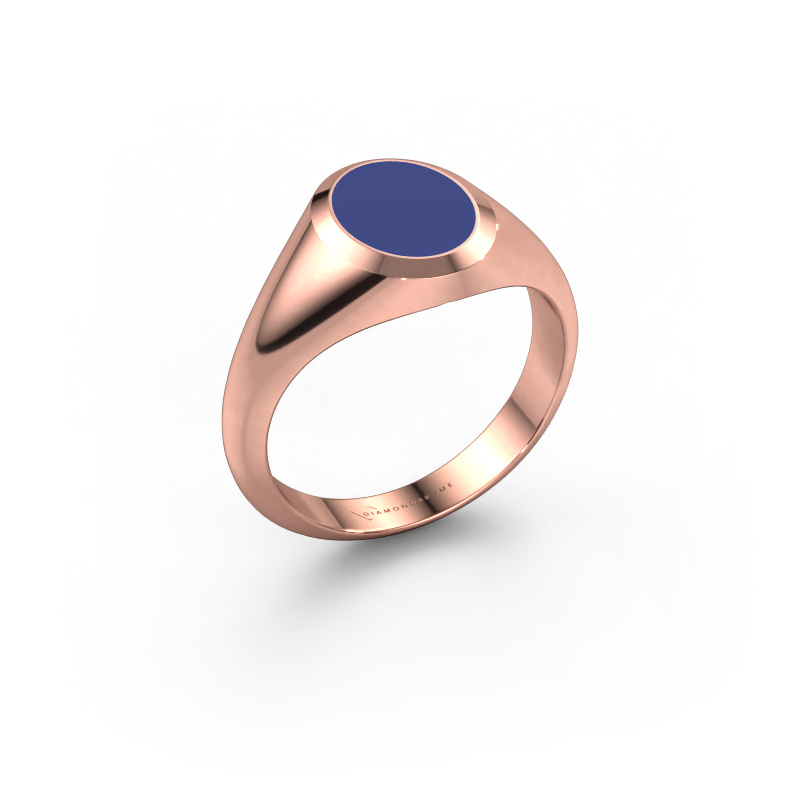 Image of Pinky ring Herman 1 585 rose gold Blue enamel 10x8 mm