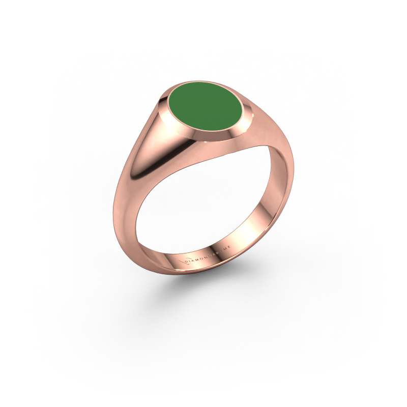 Image of Pinky ring Herman 1 585 rose gold Green enamel 10x8 mm