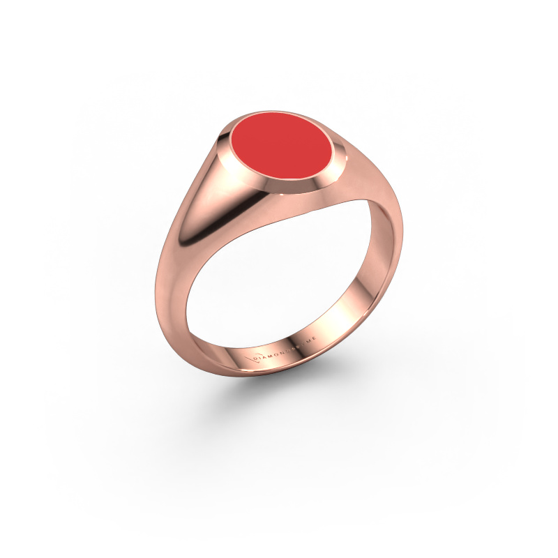 Image of Pinky ring Herman 1 585 rose gold Red enamel 10x8 mm