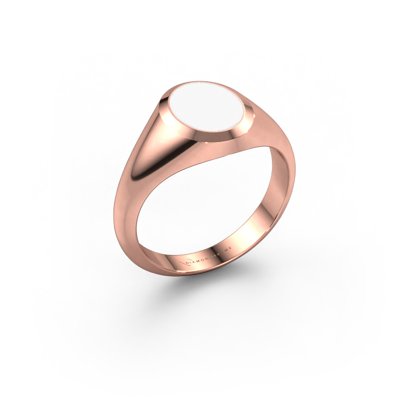 Image of Pinky ring Herman 1 585 rose gold White enamel 10x8 mm
