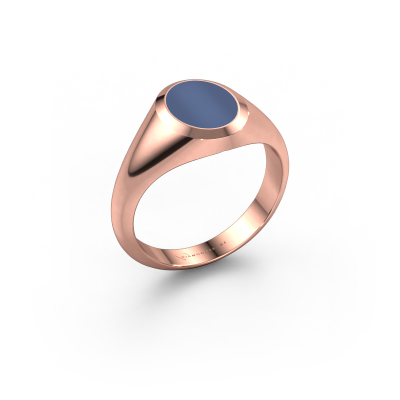 Bild von Pinky Ring Herman 1 585 Roségold Blau Lagenstein 10x8 mm