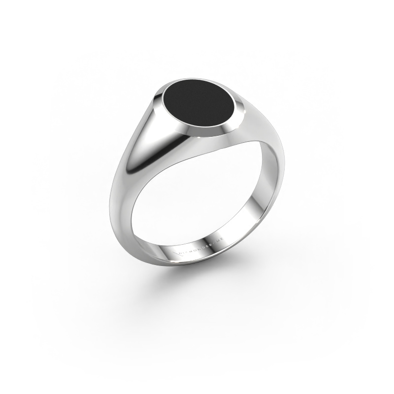 Image de Bague pinky Herman 1 585 or blanc émail noir 10x8 mm