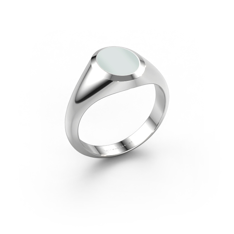 Afbeelding van Pinkring Herman 1 950 platina Groene lagensteen 10x8 mm