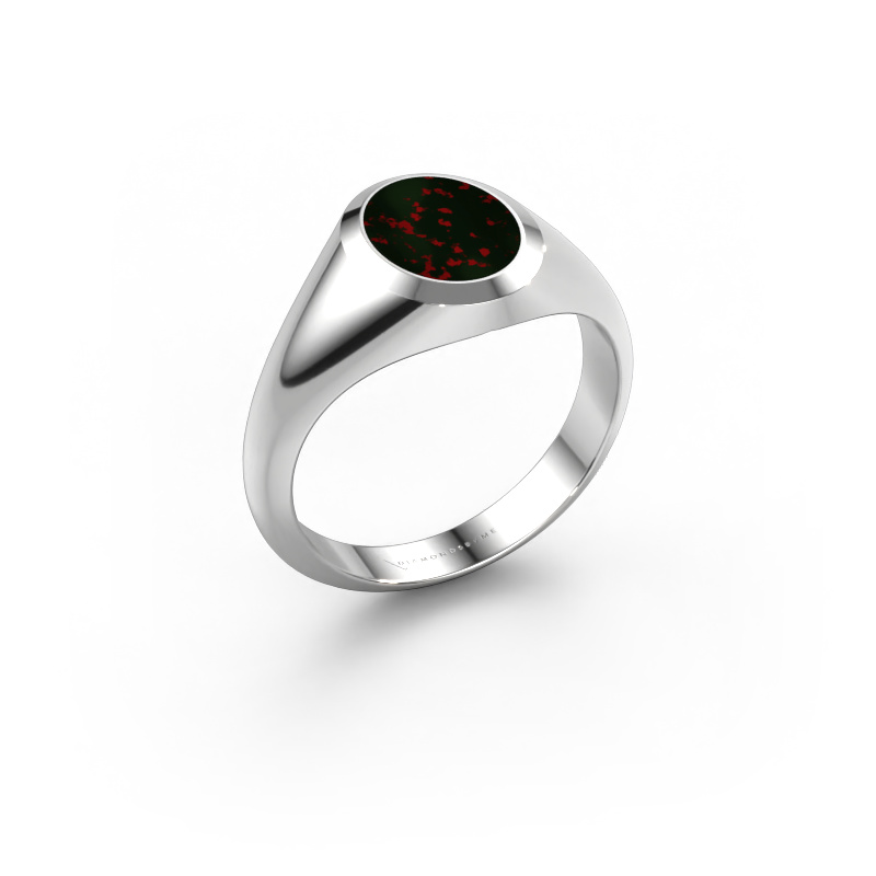 Image of Pinky ring Herman 1 585 white gold Bloodstone 10x8 mm