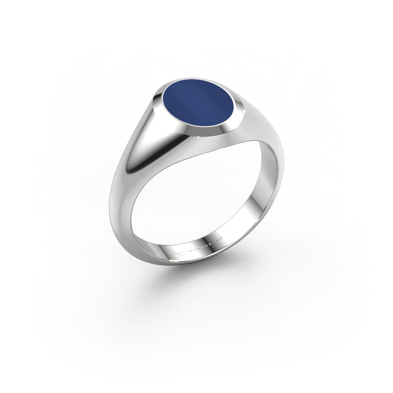 Afbeelding van Pinkring Herman 1 585 witgoud Lapis lazuli 10x8 mm