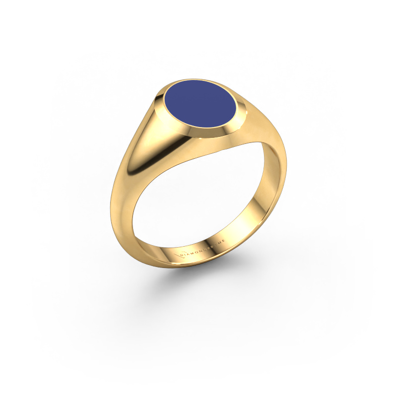 Bild von Pinky Ring Herman 1 585 Gold Blau Emaille 10x8 mm