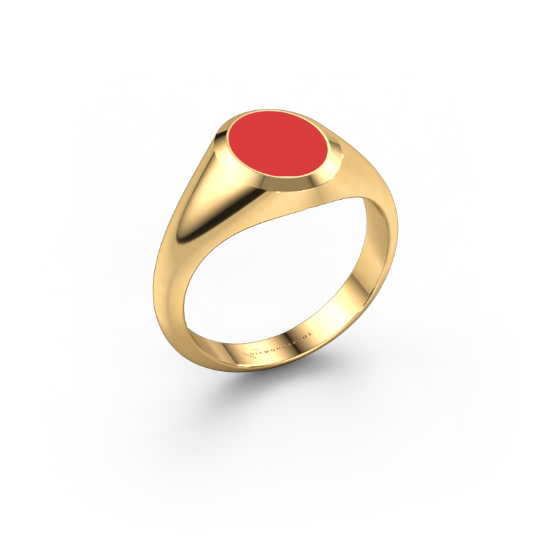 Image of Pinky ring Herman 1 585 gold Red enamel 10x8 mm