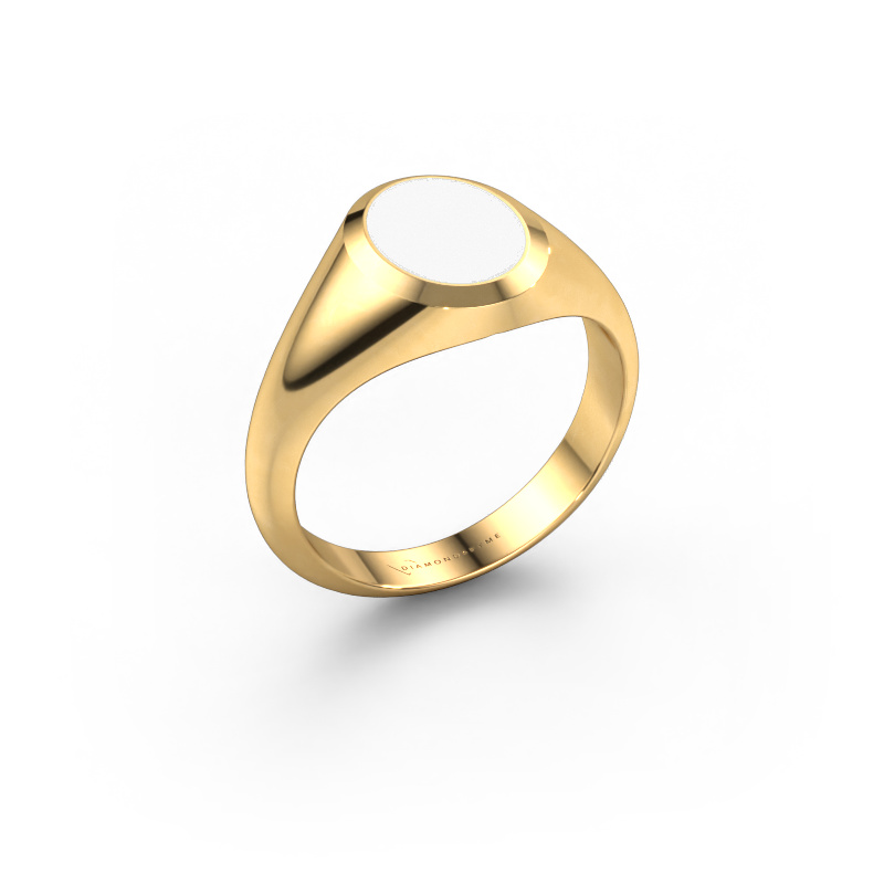 Bild von Pinky Ring Herman 1 585 Gold Weiße Emaille 10x8 mm