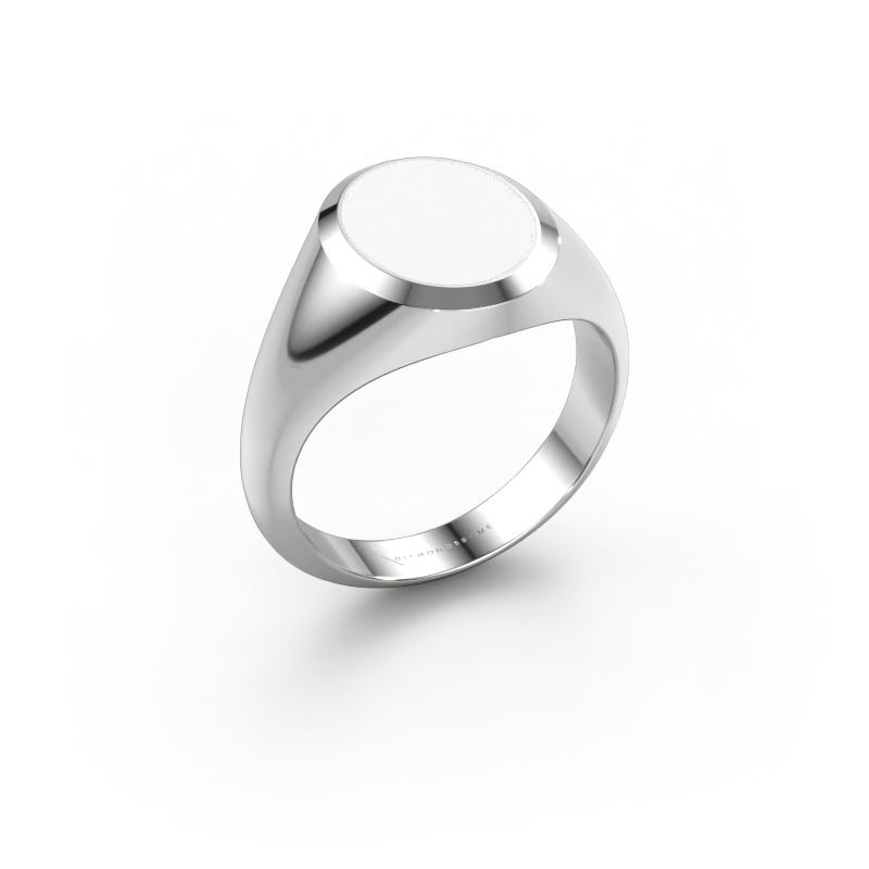 Image de Chevalière Herman 2 585 or blanc émail blanc 12x10 mm