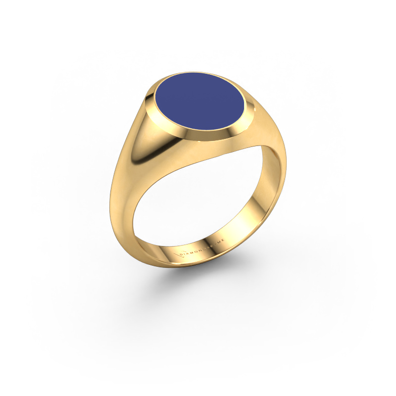 Image of Signet ring Herman 2 585 gold Blue enamel 12x10 mm