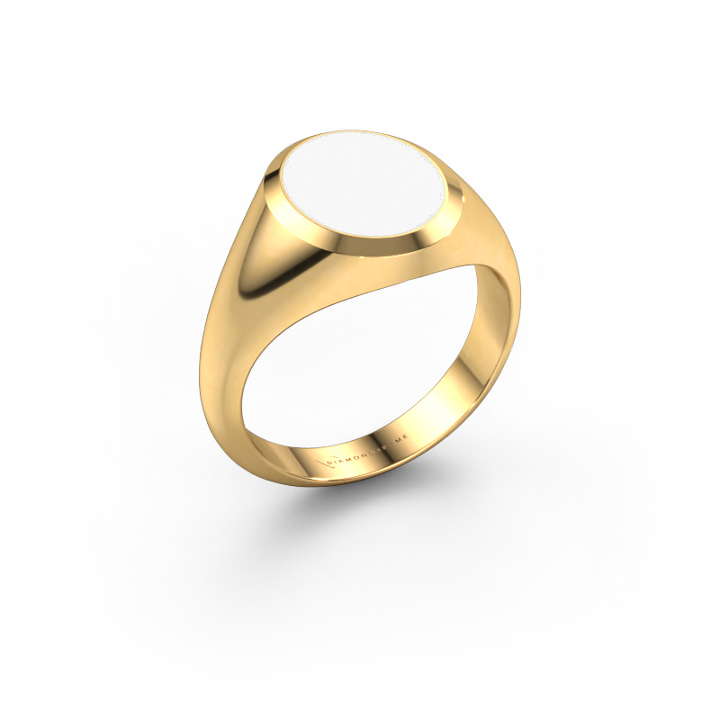Image of Signet ring Herman 2 585 gold White enamel 12x10 mm