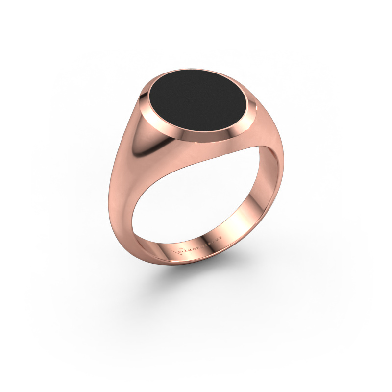 Bild von Siegelring Herman 3 585 Roségold Schwarze Emaille 13x11 mm
