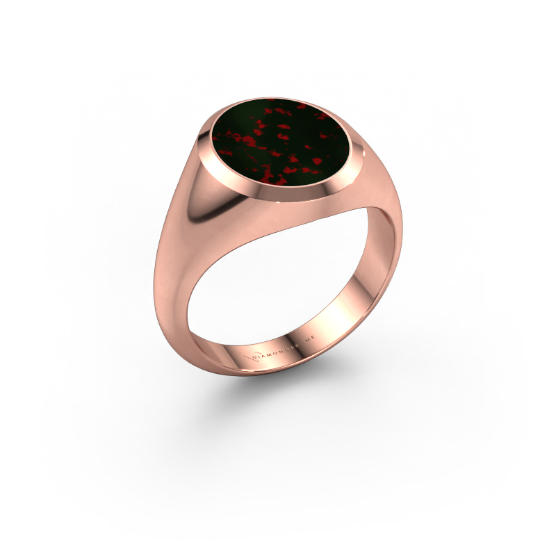 Image of Signet ring Herman 3 585 rose gold Bloodstone 13x11 mm