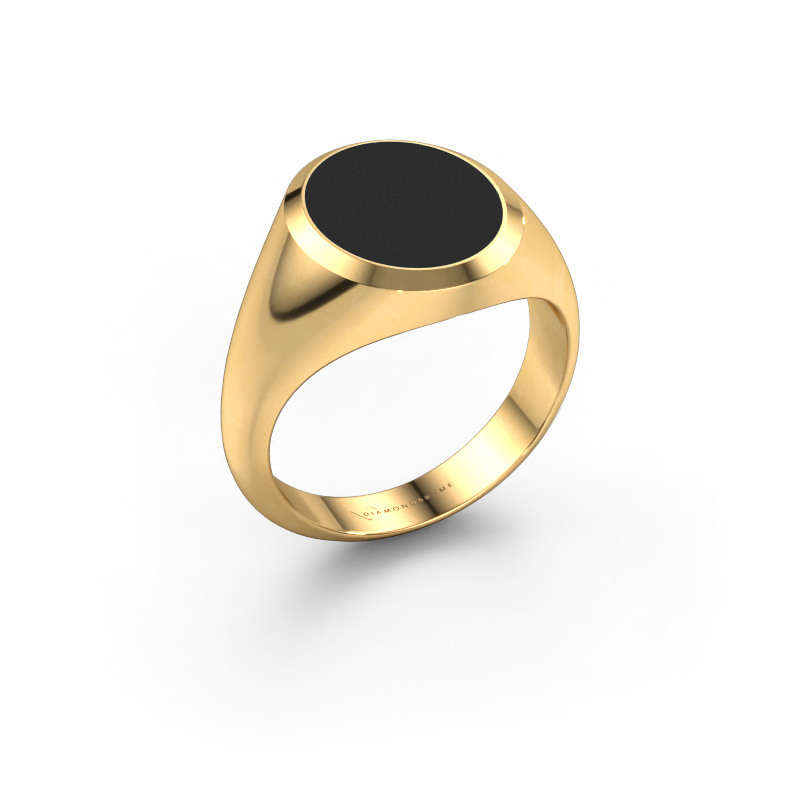 Bild von Siegelring Herman 3 585 Gold Schwarze Emaille 13x11 mm