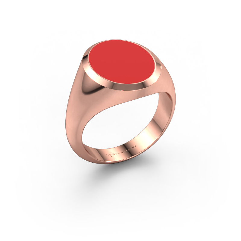 Bild von Siegelring Herman 4 585 Roségold Rot Emaille 15x12 mm