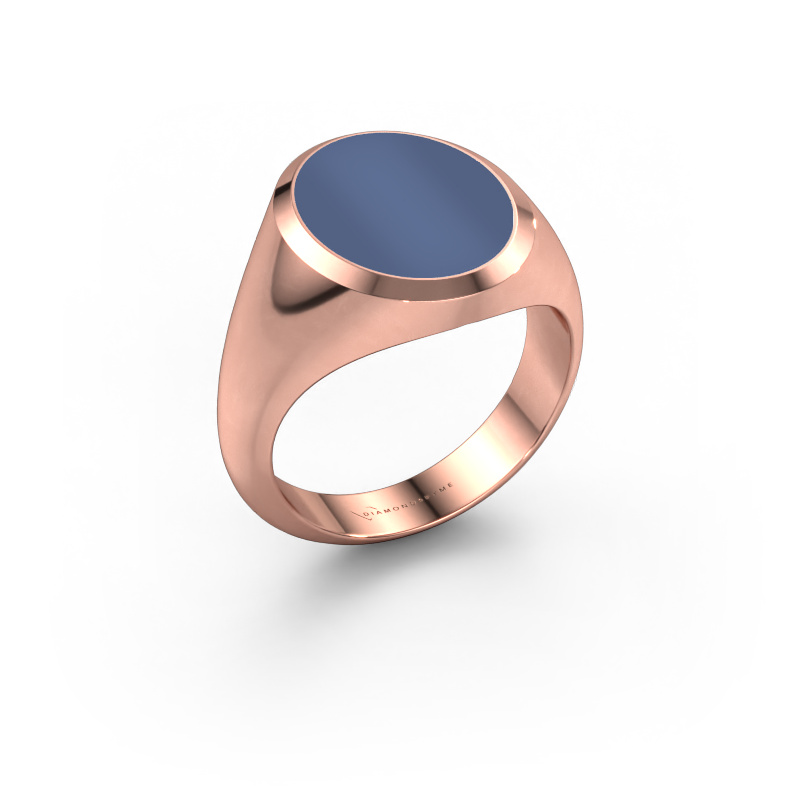 Image of Signet ring Herman 4 585 rose gold Blue sardonyx 15x12 mm