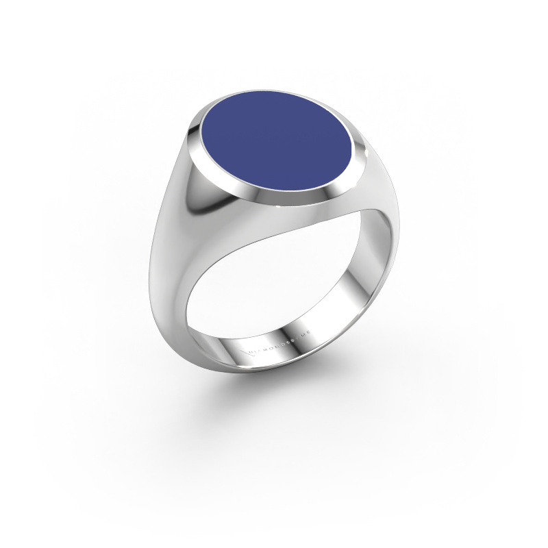 Image de Chevalière Herman 4 950 platine émail bleu 15x12 mm