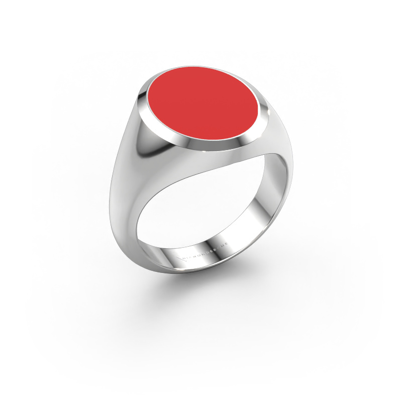 Image of Signet ring Herman 4 950 platinum Red enamel 15x12 mm