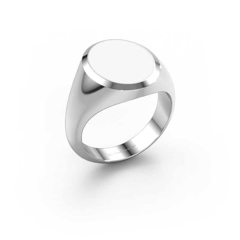 Image of Signet ring Herman 4 585 white gold White enamel 15x12 mm