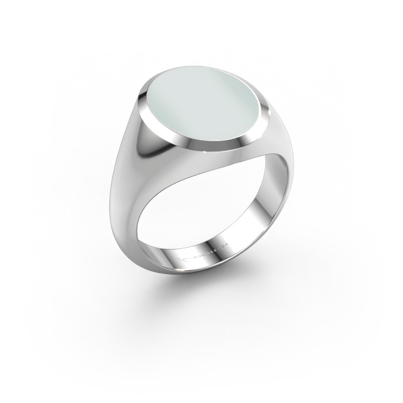 Image de Chevalière Herman 4 585 or blanc Nicolo verte 15x12 mm