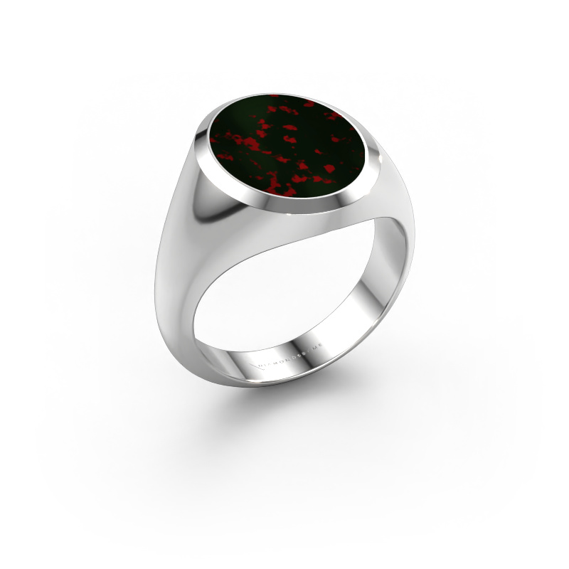 Image of Signet ring Herman 4 950 platinum Bloodstone 15x12 mm