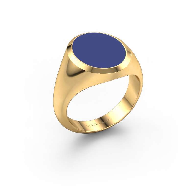 Image de Chevalière Herman 4 585 or jaune émail bleu 15x12 mm