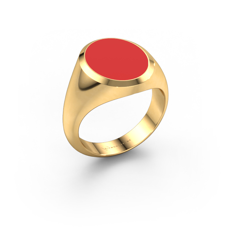 Image de Chevalière Herman 4 585 or jaune émail rouge 15x12 mm