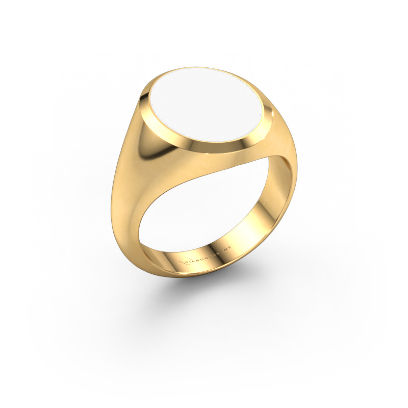 Image of Signet ring Herman 4 585 gold White enamel 15x12 mm