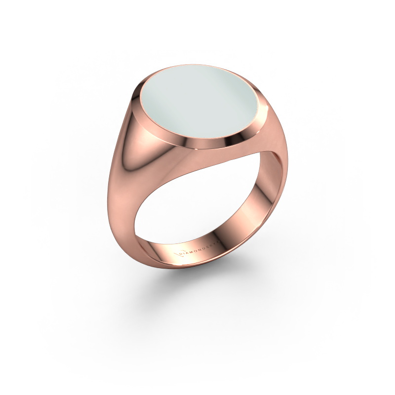 Image of Signet ring Herman 5 585 rose gold Green sardonyx 15x13 mm