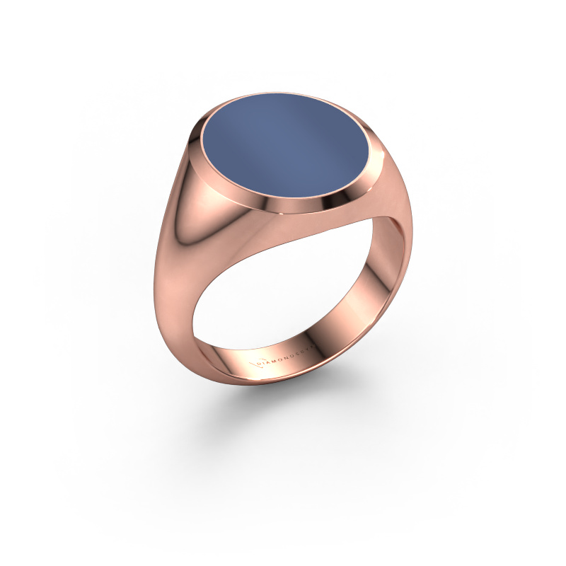 Image of Signet ring Herman 5 585 rose gold Blue sardonyx 15x13 mm