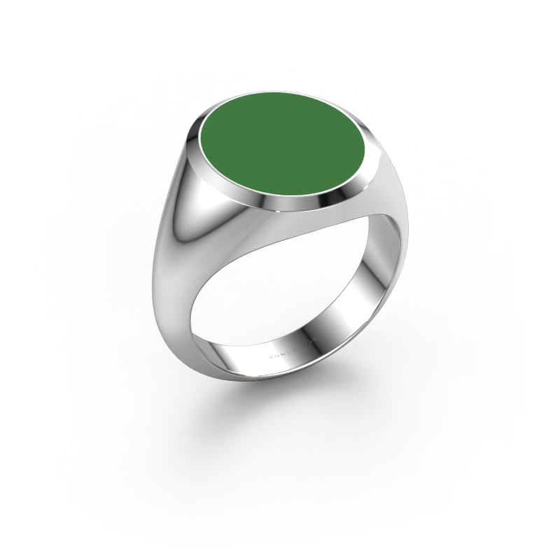 Image of Signet ring Herman 5 950 platinum Green enamel 15x13 mm
