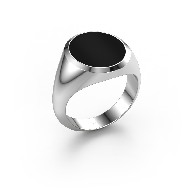 Image of Signet ring Herman 5 585 white gold Onyx 15x13 mm