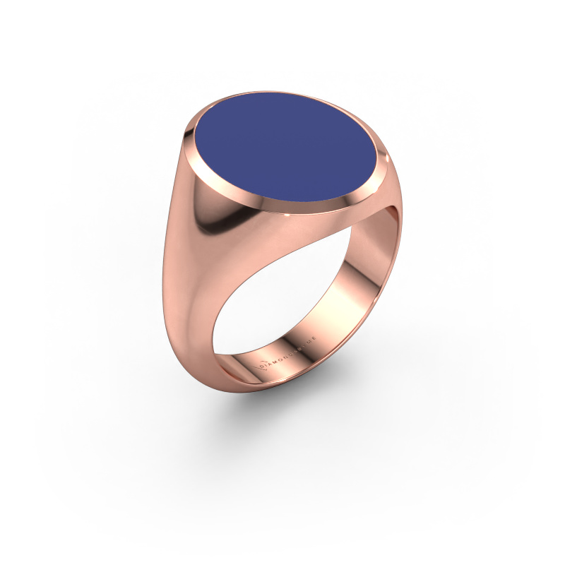 Image of Signet ring Herman 6 585 rose gold Blue enamel 16x13 mm