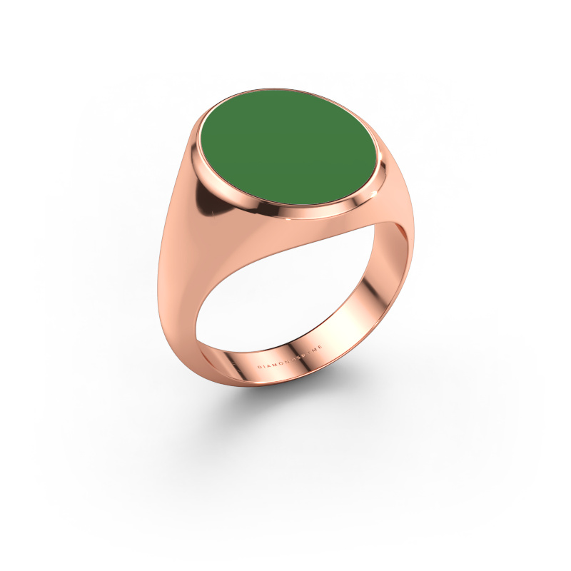 Image of Signet ring Herman 6 585 rose gold Green enamel 16x13 mm