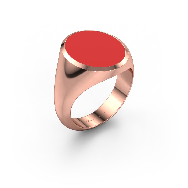 Image of Signet ring Herman 6 585 rose gold Red enamel 16x13 mm