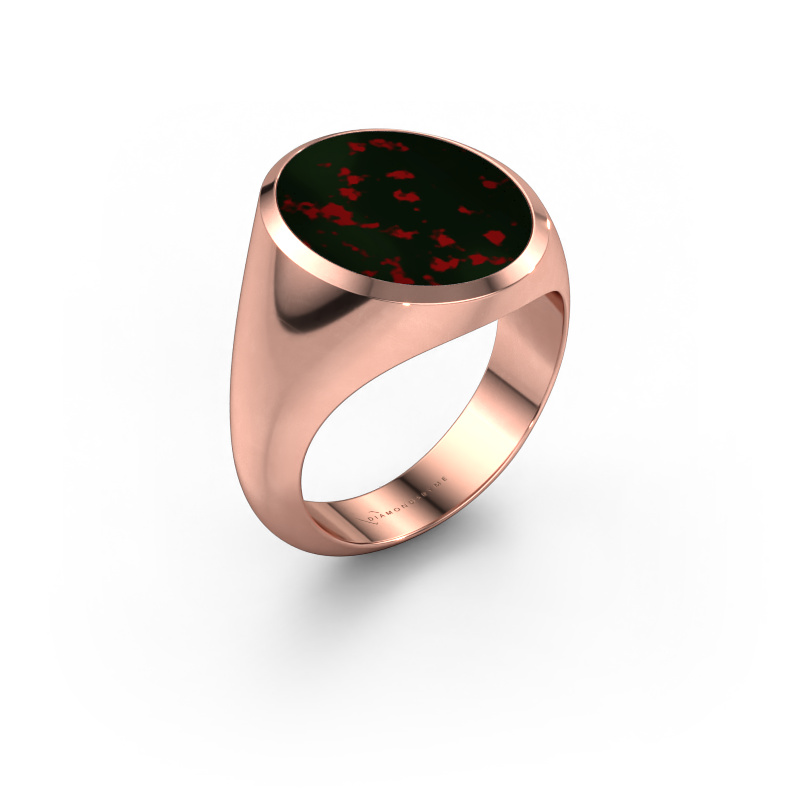 Image of Signet ring Herman 6 585 rose gold Bloodstone 16x13 mm